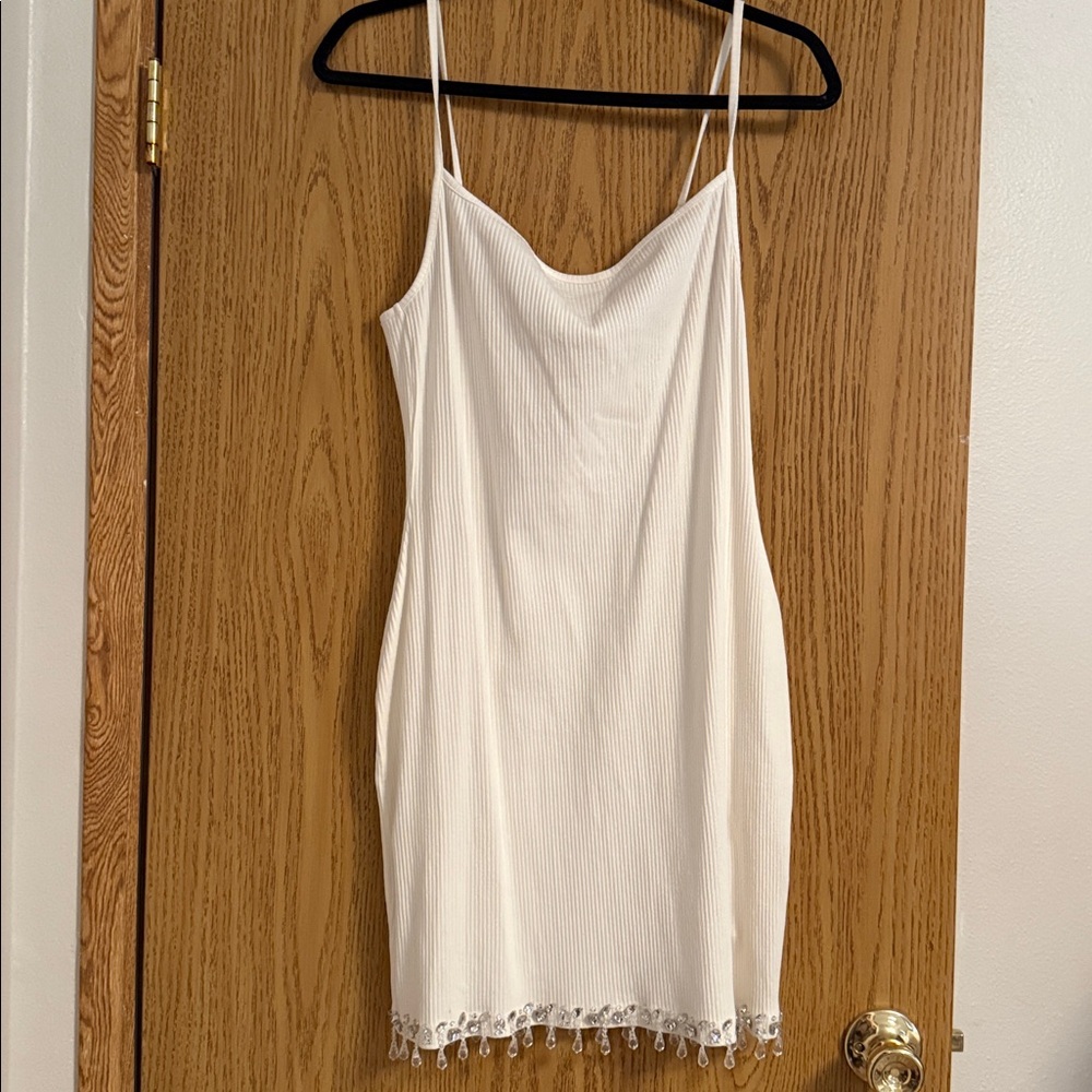 SKIMS Ivory Ribbed Chandelier Lounge Mini Dress